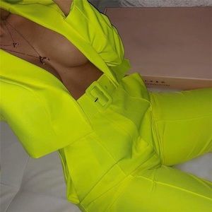 Neon Yellow Pantsuit
